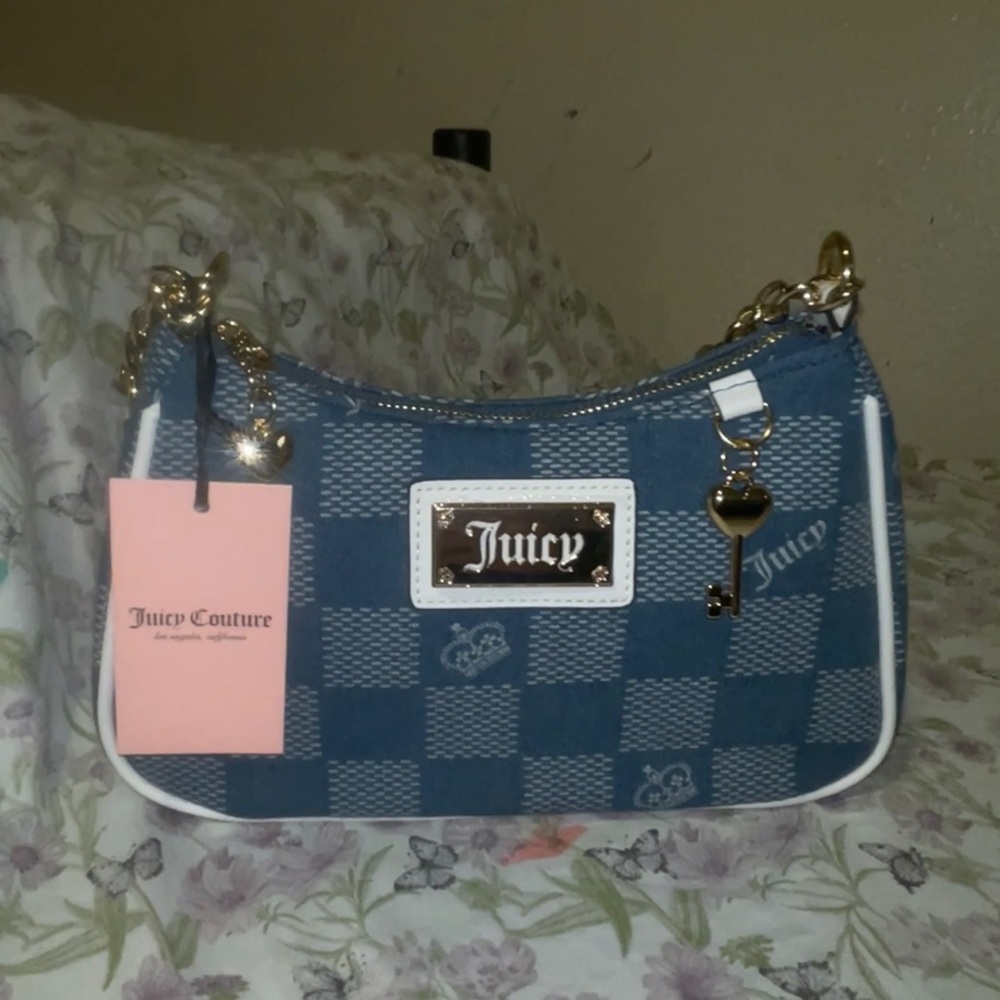 Juicy Couture Blue Checkered Shoulder Bag